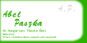 abel paszka business card